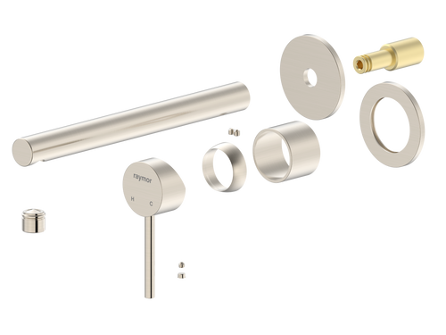 Projix Straight Wall Mixer Set 220mm Spout TRIM ONLY Brushed Nickel LF [306194]