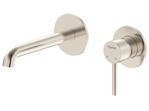 Projix Curved Wall Mixer Set 180mm Spout Brushed Nickel LF [306224]