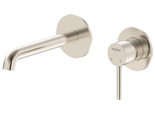 Projix Curved Wall Mixer Set 180mm Spout Brushed Nickel LF [306224]