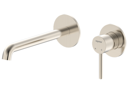 Projix Curved Wall Mixer Set 220mm Spout Brushed Nickel LF [306227]