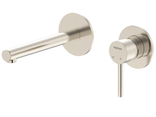 Projix Straight Wall Mixer Set 180mm Spout Brushed Nickel LF [306230]