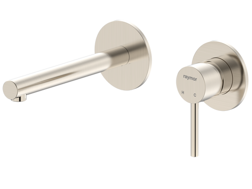 Projix Straight Wall Mixer Set 180mm Spout Brushed Nickel LF [306230]