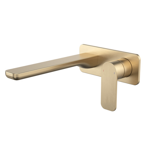 Luna II EasySwitch Wall Basin or Bath Mixer (Complete Kit) 220mm Brushed Brass [326296]
