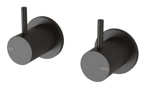 Vivid Slimline Wall Top Assemblies with Extended Spindles 15mm Matte Black (Pair) Lead Free [320982]