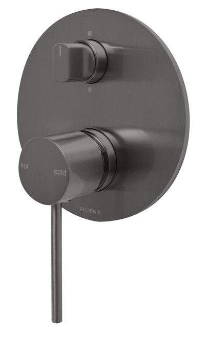 Vivid Slimline SwitchMix Wall Bath or Shower Diverter Mixer Fit-Off Kit Brushed Carbon Lead Free [322346]