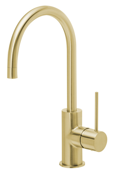 Vivid Slimline Sink Mixer (160mm Gooseneck Spout) 4Star Brushed Gold Lead Free [317101]