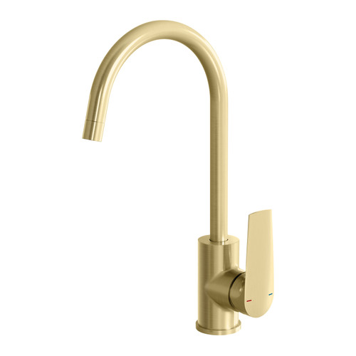 Arlo Gooseneck Sink Mixer 200mm 6Star Brushed Gold [321817]
