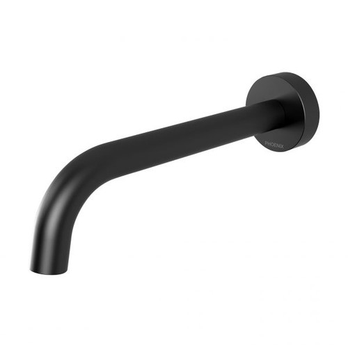 Vivid Slimline Wall Bath Outlet 180mm Curved Matte Black Lead Free [319766]