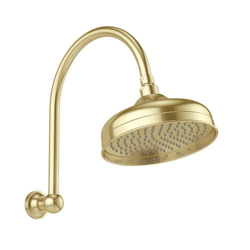 Cromford High Rise Shower Arm and Rose 210mm Brushed Gold [317878]
