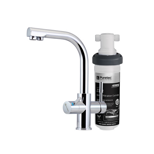 Quick Twist Filter System Using Ultra Z Filtration Technology with Tripla T3 Led Mixer Tap Chrome Lead Free [319761]