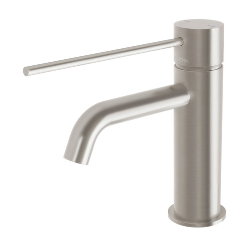 Vivid Slimline Basin Mixer Curved Outlet with Extended Lever Brushed Nickel Lead Free [326123]