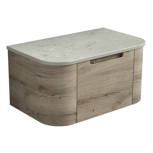 Hamilton Wall Hung Curving Plywood Finger Pull Cabinet 750 x 460 x 350mm with Alpine Flat Stone Top [301305]
