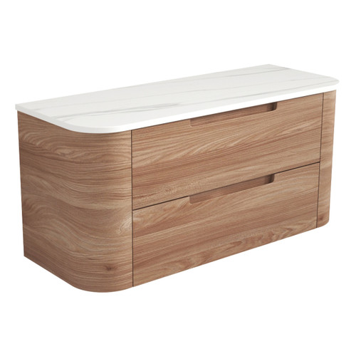 Briony Curve Finger Pull Cabinet 1200 x 460 x 540mm with Pure Flat Stone Top [301363]