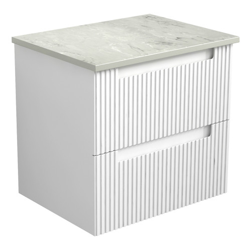 Neva Finger Pull Cabinet 600 x 460 x 540mm with Palis White Flat Stone Top [301391]