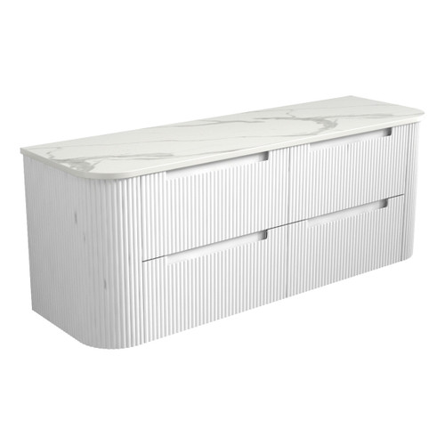 Curva Curve Finger Pull Cabinet 1500 x 460 x 540mm with Pure Flat Stone Top [300769]