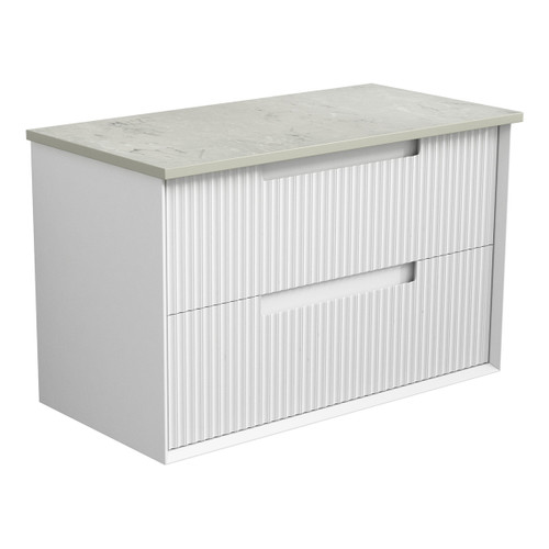Flauto Finger Pull Cabinet 900 x 460 x 560mm with Snow Flat Stone Top [300932]