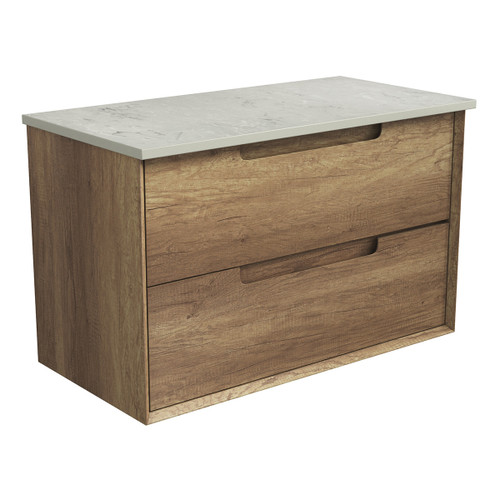 Moreno Finger Pull Cabinet 900 x 460 x 560mm with Snow Flat Stone Top [300951]