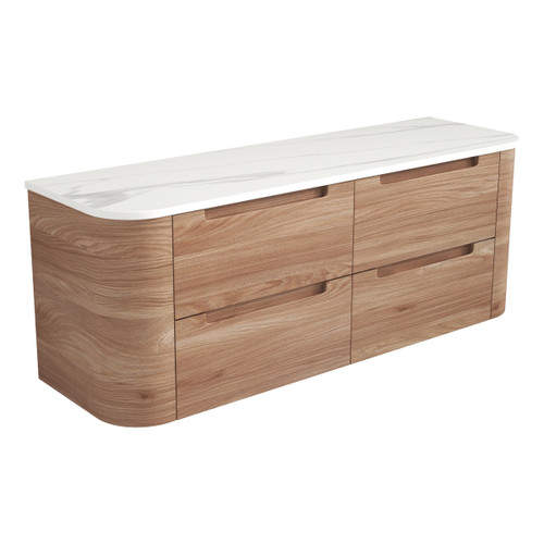 Briony Curve Finger Pull Cabinet 1500 x 460 x 540mm with Pure Flat Stone Top [301036]