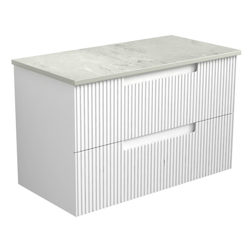 Neva Finger Pull Cabinet 900 x 460 x 540mm with Snow Flat Stone Top [300866]