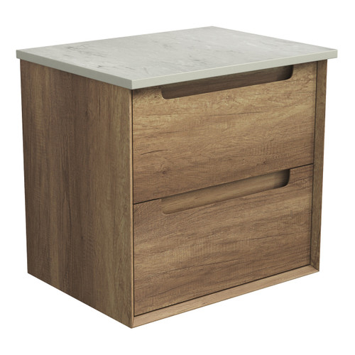 Moreno Finger Pull Cabinet 600 x 460 x 560mm with Snow Flat Stone Top [301449]
