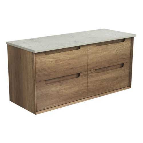 Moreno Finger Pull Cabinet 1200 x 460 x 560mm with Snow Flat Stone Top [301202]