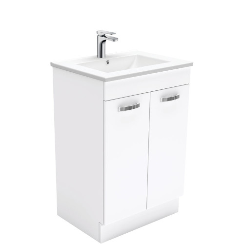 Dolce 600mm Ceramic UniCab Vanity on Kickboard 2 Drawers Solid/Handle White 1TH [165257]