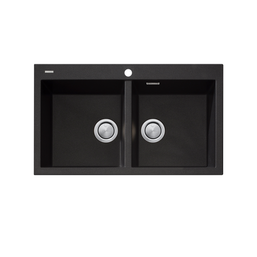 Santorini Double Bowl Topmount Sink Black [321819]