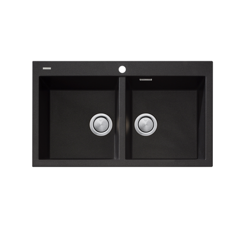 Santorini Double Bowl Topmount Sink Black [321819]