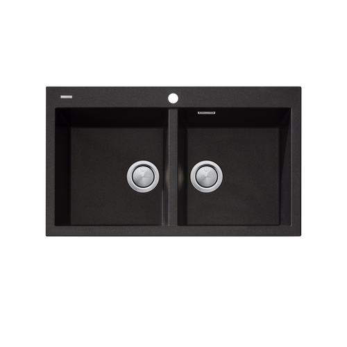 Santorini Double Bowl Topmount Sink Black [321819]