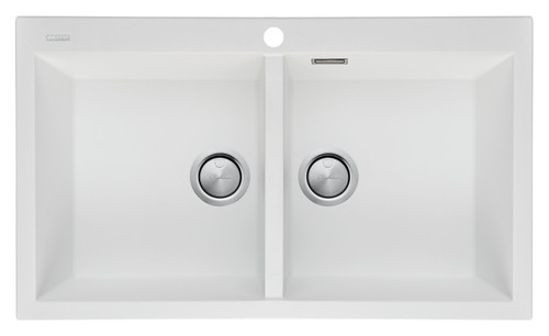 Santorini Double Bowl Topmount Sink White [321824]