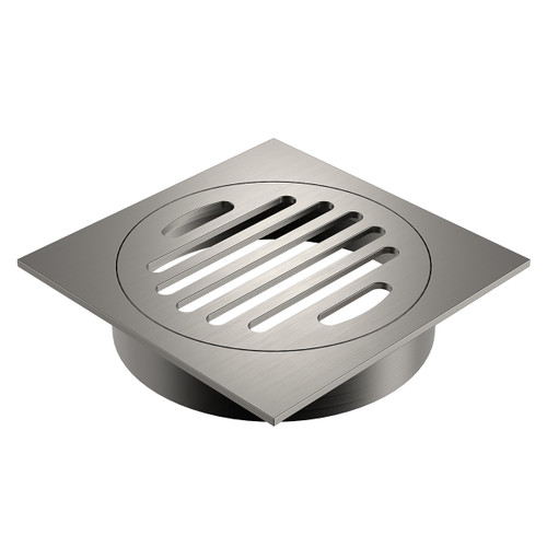 Square Floor Waste Grate 100mm Outlet Brushed Nickel [327289]