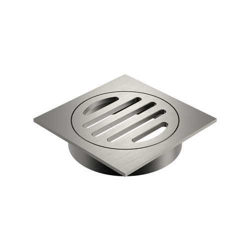 Square Floor Waste Grate 80mm Outlet Brushed Nickel [327301]