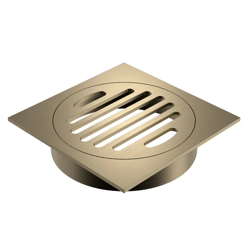 Square Floor Waste Grate 100mm Outlet Brushed Brass [327304]