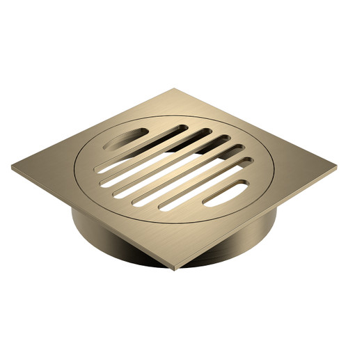 Square Floor Waste Grate 100mm Outlet Brushed Brass [327304]