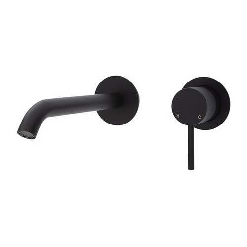 Kaya Wall Bath or Basin Dress Kit Round Plate Matte Black 200mm Outlet Lead Free [321782]