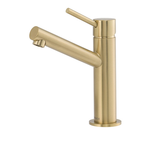 Anise Eco Basin Mixer Upswept Spout Brushed Gold Lead Free [319062]