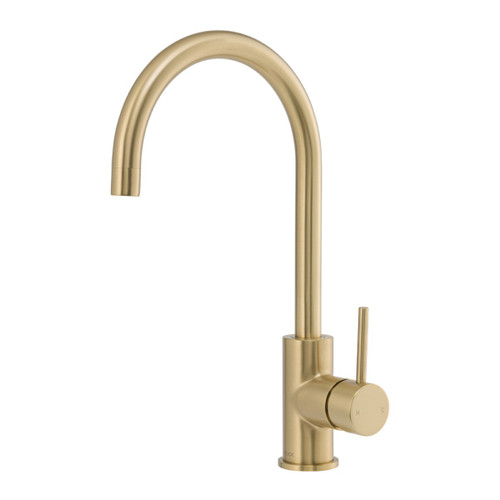 Anise Round Gooseneck Sink Mixer Brushed Gold Lead Free [318980]