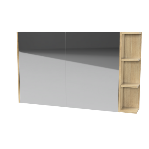 New York Shaving Cabinet 1200mm Left Double Door Gold Collection White [298419]