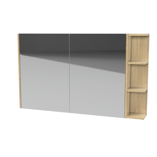 New York Shaving Cabinet 1200mm Left Double Door Gold Collection White [298419]