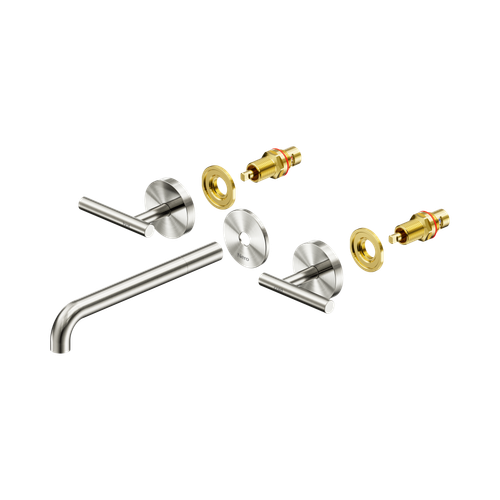Mecca Lever Wall Basin or Bath Set 220mm Spout Trim Kit (Only) Brushed Nickel [324631]