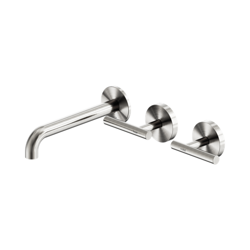 Mecca Lever Wall Basin or Bath Set 185mm Offset Spout Brushed Nickel [324637]