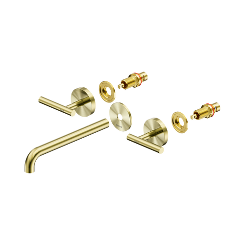 Mecca Lever Wall Basin or Bath Set 220mm Spout Trim Kit (Only) Brushed Gold [324647]