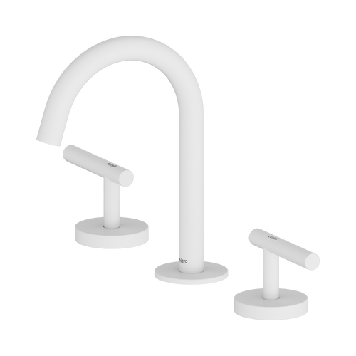 Mecca Lever Basin Set Arc Spout Matte White [324492]