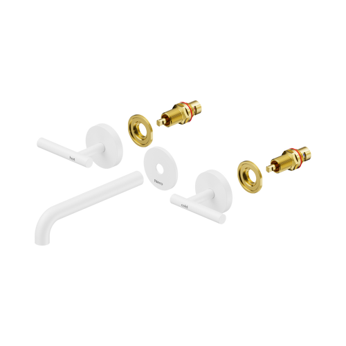 Mecca Lever Wall Basin or Bath Set 185mm Spout Trim Kit (Only) Matte White [324496]