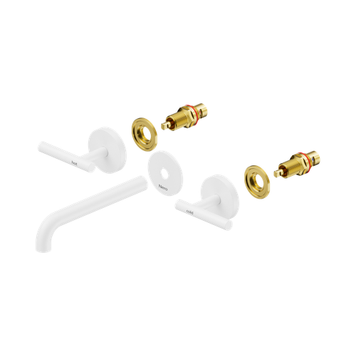 Mecca Lever Wall Basin or Bath Set 185mm Spout Trim Kit (Only) Matte White [324496]