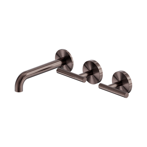 Mecca Lever Wall Basin or Bath Set 160mm Offset Spout Brushed Bronze [324504]