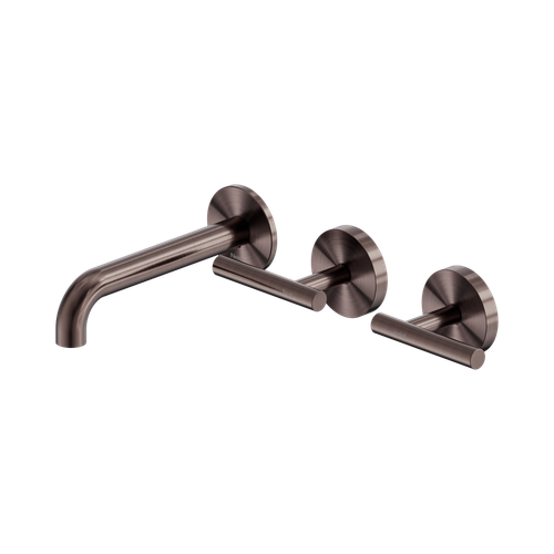 Mecca Lever Wall Basin or Bath Set 160mm Offset Spout Brushed Bronze [324504]
