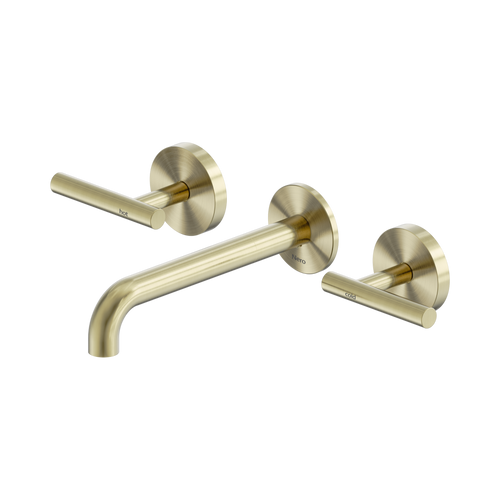 Mecca Lever Wall Basin or Bath Set 185mm Spout Brushed Gold [324512]
