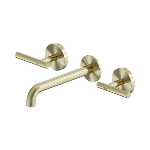 Mecca Lever Wall Basin or Bath Set 185mm Spout Brushed Gold [324512]