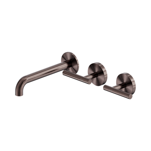 Mecca Lever Wall Basin or Bath Set 185mm Offset Spout Brushed Bronze [324515]